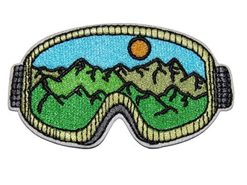 Bestickter Aufnäher zum Aufbügeln, zum Aufnähen, für Skibrille, Berge, Hügel, Grün von Unbekannt