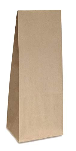 Blockbodenbeutel ohne Sichtfenster - 500g - Größe 10,5 x 6 x 29 cm - Papiertüten Bodenbeutel Geschenktüte Papierbeutel Tütchen Kraftpapier (500g – ohne Sichtfenster, 100 Stk. - OPP) von Unbekannt