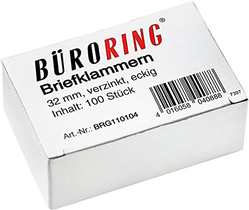 Büroring Briefklammern 32mm/100 verzinkt spitz-eckig von Unbekannt