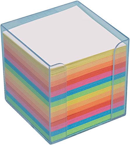 Büroring Zettelbox transparent Kunststoff, 9x9x9cm, farbiges Papier von Unbekannt