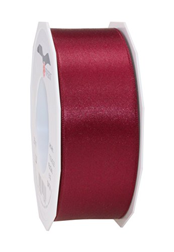 PRÄSENT C.E. Pattberg Satin Bordeaux, 25 m Satinband zum Einpacken von Geschenken, 40 mm Breite, Geschenkband zum Dekorieren & Basteln, Dekoband, Anlass von PRÄSENT