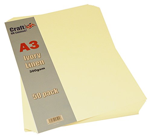 Craft UK 2027 A3 300 g/m² Leinen-Karton, 50 Blatt, elfenbeinfarben von Craft UK Limited