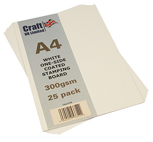 Craft UK 2176, A4-Stempelkarton, 300 g/m², Weiß, 25 Blatt. von Craft UK Limited