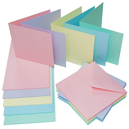 Craft UK 2350 Karten mit Umschlägen, 12,7 x 12,7 cm, Pastellfarben, 50 Stück von Craft UK Limited