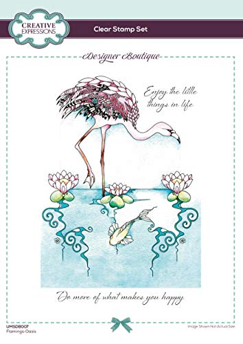 Creative Expressions UMSDB007 Designer-Boutique-Kollektion – Flamingo Oasis – transparenter Stempel, Graues Gummi, A5 von Creative Expressions