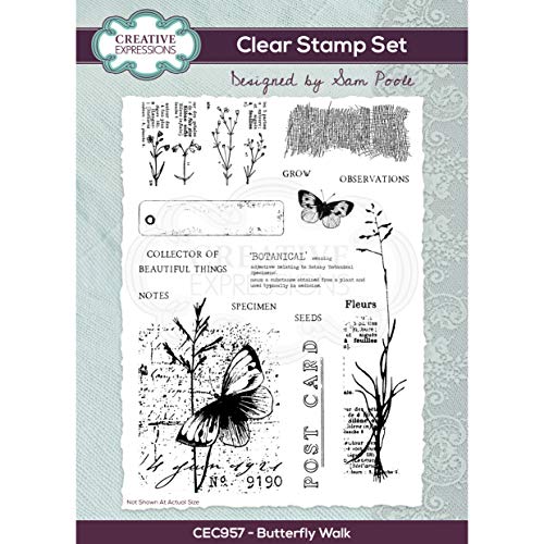 Creative Expressions Klare Stempel Clear Stamp Set Butterfly Walk - transparenter Photopolymer-Stempel, haftet an Acrylblöcken, dekoratives Zubehör für Karten, Journal, DIY-Basteln/Kunst von Creative Expressions