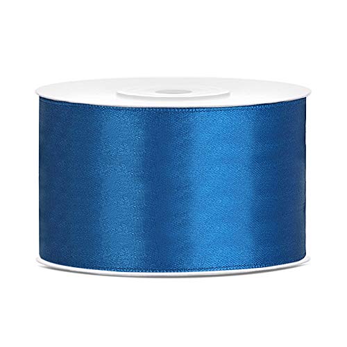 DaLoKu Satinband 6/12/25/38/50/100mm x 25m Geschenkband Schleifenband, Größe: 38mm x 25m, Farbe: Blau von Unbekannt