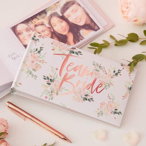 Gäste-Buch Foto-Album Team Bride Rosé-Gold Kupfer mit Blumen-Motiv - Gäste-Buch Junggesellinnen-Abschied, JGA-Party Photo-Album Braut Frau-en von Unbekannt