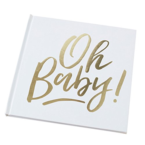 Gäste-Buch "Oh Baby" in weiß mit Aufschrift in Gold - Gäste-Buch Baby-Shower-Party,Taufe, Geburt Junge / Mädchen von Unbekannt