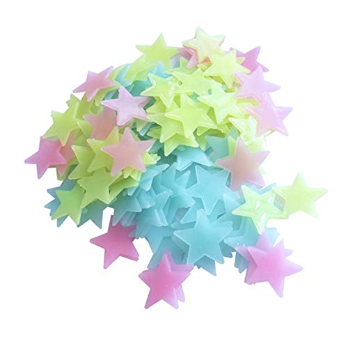 Glow in The Dark 3D Stars Wandtattoo, 100 Stück, leuchtend, wiederverwendbar, aus Kunststoff, für Kinder, Babyzimmer, Schlafzimmer von Unbekannt