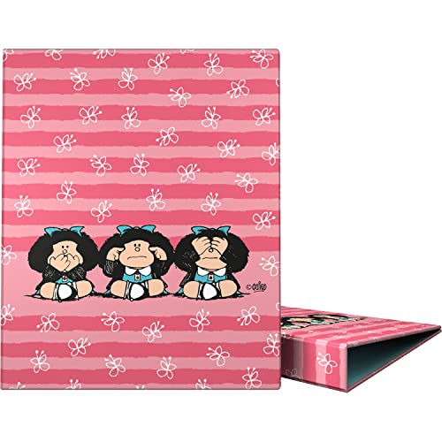 Grafoplás 88142657 Ringbuch A4, 4 Ringe gemischt, 25 mm, Mafalda-Kollektion, Weihnachten, FSC-zertifiziert von Mafalda