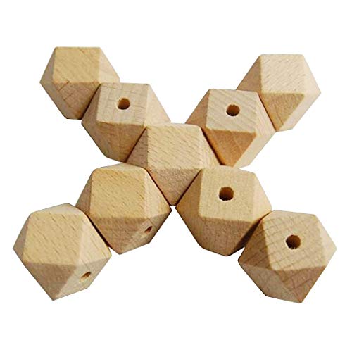 Holzperlen, sechseckig, unlackiert, 20 Stück, natürliche geometrische Holzperlen, DIY – Holz, 12 mm von Unbekannt