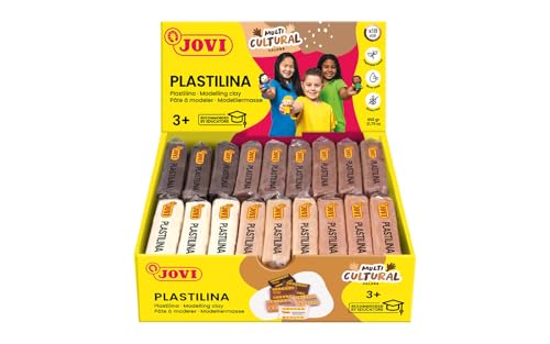 Jovi Plastilin, leicht formbare Modelliermasse für Kinder ab 2 Jahren, 18 Stangen je 50g, Multikulturelle Farben von Jovi