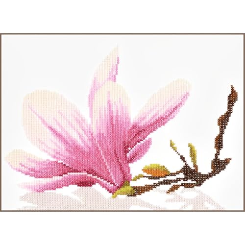 Lanarte Zählmusterpackung Magnolienzweig Kreuzstichpackung, Baumwolle, Mehrfarbig, 30 x 20 x 0.3 cm von Lanarte