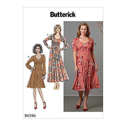 Butterick B6586, Schmetterlingsmuster, Nähmuster, Schnittmuster, Schablone, Papier Taschentuch, weiß, 14-16-18-20-22 von Butterick