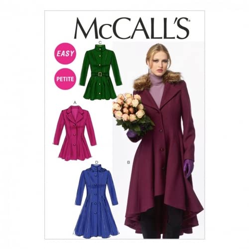 McCall's Damen-Schnittmuster 6800, gefütterte Mäntel, Gürtel und abnehmbarer Kragen & Kapuze von McCall's