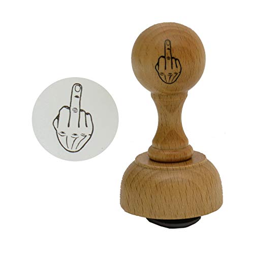 Unbekannt Mittelfinger Holzstempel - Stinkefinger Bürostempel (H 7.5 x D 3.5 cm, braun) von Unbekannt