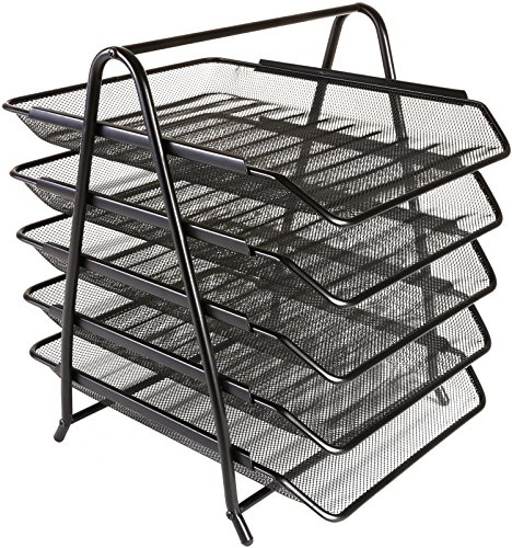 Osco 5TT-SLV 5-etagige Briefablage aus silbernem Drahtgeflecht, Schwarz, 5 Tier von Osco