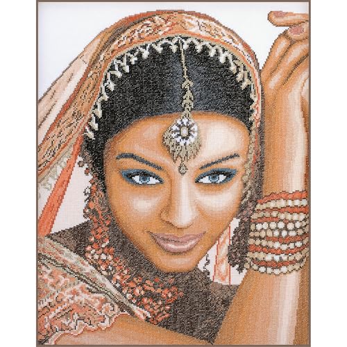 Lanarte Zählmusterpackung Indische Frau Aida Kreuzstichpackung, Baumwolle, Mehrfarbig, 39 x 49 x 0.3 cm von Lanarte