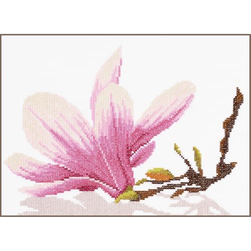 Lanarte Zählmusterpackung Magnolienzweig Kreuzstichpackung, Baumwolle, Mehrfarbig, 30 x 20 x 0.3 cm von Lanarte