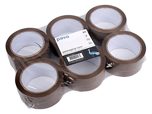 Pavo - 6 Rollen Premium PP Pack-/Klebeband, Low Noise/Leise Abrollend, 66 m, 50 mm, braun, 8000272 von Pavo