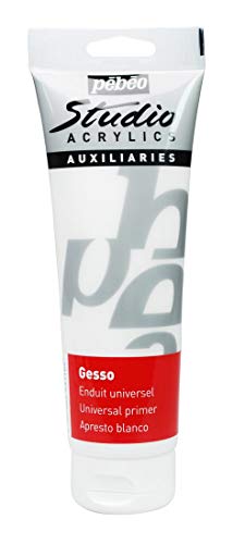 Pébéo Acrylics White Studio Acryl 250 ML Gesso-Grundierung Acrylfarbe, Weiß, 250 Milliliters von Pebeo