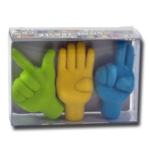 Radiergummi Radierer Hands up Bleistifttopper 3er Set Hände grün gelb blau von Unbekannt