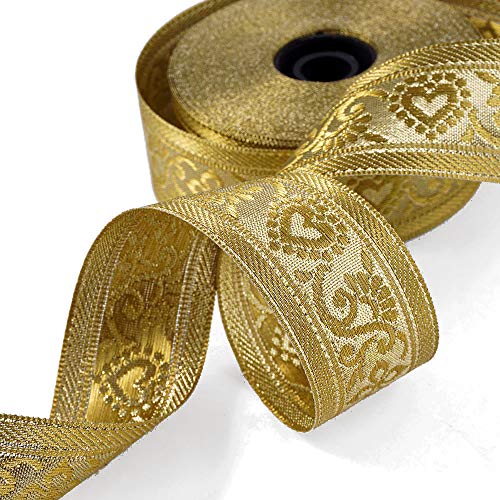 Ribbon SMB-077 Jacquard-Rand, 38 mm, metallisch, goldfarben, 18 m von Unbekannt