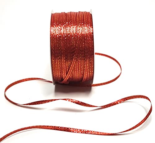 Satinband 50m x 3mm Rot mit Goldkante Doppelsatinband Geschenkband Weihnachtsband [1371] von Unbekannt