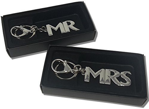 Schlüsselanhänger MR und MRS silber Länge 15 und 16 cm Metall mit Karabinerhaken in Geschenkbox von Unbekannt