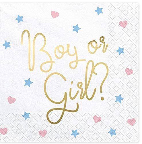 Servietten Baby-Shower-Party Boy or Girl? in rosa, blau & Gold/Baby-Party/Geburt Junge & Mädchen/Schwangerschaft & Geburt/Gender-Servietten (40 Servietten) von Unbekannt