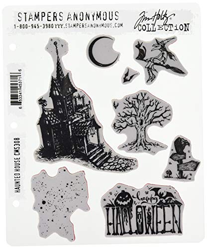 Stampers Anonymous Haunted House Gummistempel-Set, synthetisches Material, mehrfarbig, 24,8 x 18,6 x 0,8 cm von Stampers Anonymous