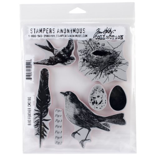 Stampers Anonymous Tim Holtz Cling Rubber Stamp Set 7"X8.5"-Bird Feather von Stampers Anonymous