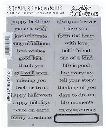 Stampers Anonymous Tim Holtz Haftende Stempelsets, künstlerische Werkzeuge, Gummistempel Simple Sayings rot von Stampers Anonymous