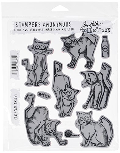 Stampers Anonymous Tim Holtz Cling Stamps 7-inch X 8.5-inch Crazy Cats von Stampers Anonymous