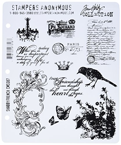 Tim Holtz Gummistempel-Set, 17,8 x 21,6 cm, Shabby-French-Motiv, Rot von Stampers Anonymous