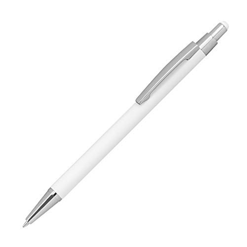 Touchpen Kugelschreiber aus Metall / gummiert / Farbe: weiß von Unbekannt