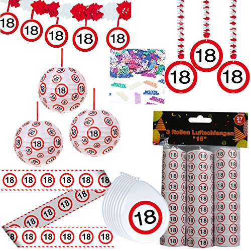 Geschenkeparadies 24 44 TLG. Set Partyset zum 18ten 18. Geburtstag Dekopaket Partypaket Dekoration von Geschenkeparadies 24