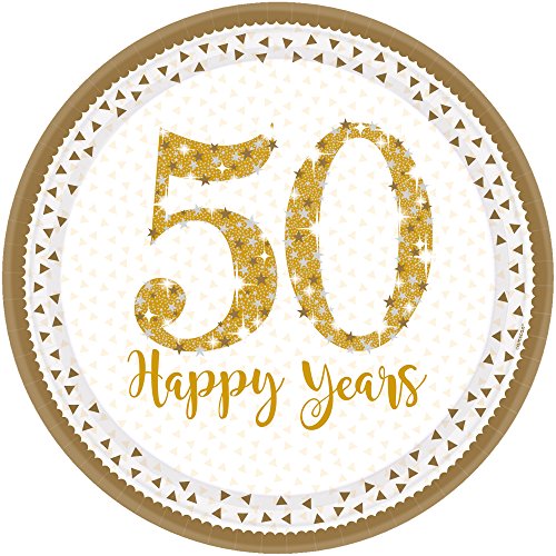 Unbekannt 8 glitzernde Teller * 50 - Happy Years * in Sparkling Gold zum 50. Geburtstag, Goldene Hochzeit oder Jubiläum // Party Set Pappteller Partyteller von Unbekannt