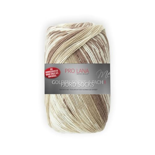 Unbekannt Pro Lana Fjord Socks 4-fädig Color 181 beige braun, Sockenwolle Norwegermuster musterbildend, 278477 von Unbekannt