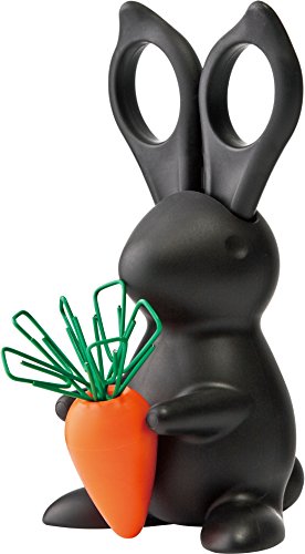 Unbekannt Schreibtisch-Set Desk Bunny, Schere und Büroklammer-Halter, Kunststoff Schwarz Orange, QL10115-BK von Ganz