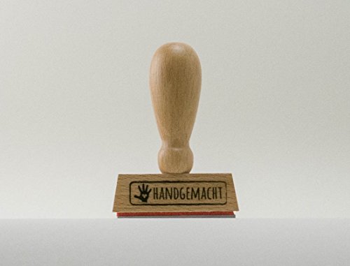 Stempel, Handgemacht mit Hand und Herz, 45mm x12mm, Holzstempel von Stempel