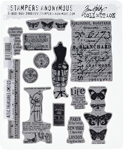 Stampers Anonymous Tim Holtz Cling Rubber Stamp Set 7-inch x 8.5-inch, Attic Treasures von Stampers Anonymous