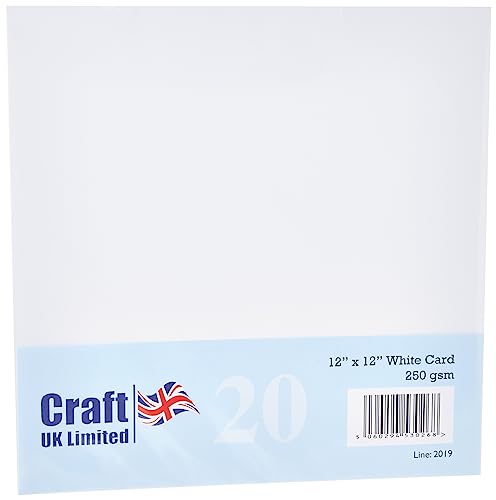 Unbekannt UK 2019 250 g PREMIER Karte Weiß (20 Stück Blatt) 12X12 CARD von Craft UK