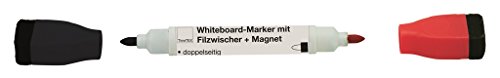 Whiteboard-Marker Doppelspitze mit Filzwischer + Magnet rot-schwarz von Unbekannt