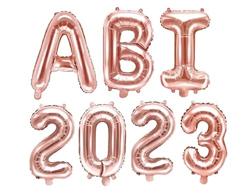 XXL Folien-Ballons ABI 2023 in rosé-gold Buchstaben-Girlande Luft-Ballons Schriftzug Höhe 35cm Abitur Schul-Abschluss Abi-Party Feier Schul-Ende Gymansium Matura Diplom Reife-Prüfung Raum-Deko-ration von Unbekannt