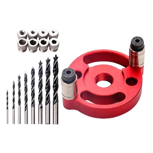 Center Spinner Drill Guide, Aluminum Alloy Hole Drilling Kit, Woodworking Jig Set, Precision Drilling Guide with Bushings, Hand Tool for Crafting and Professionals, 1 Set von Ungtyb