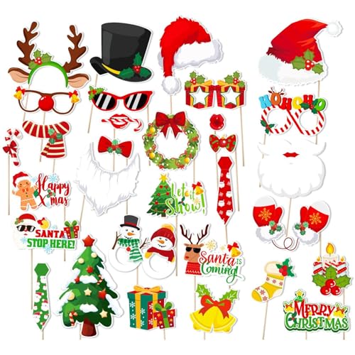 Christmas Picture Props, Christmas Party Selfie Signs, Funny Photography Props, Party Craft Backdrop Signs, Holiday Photo Booth Props for Adults And Kids (Multicolor) von Ungtyb