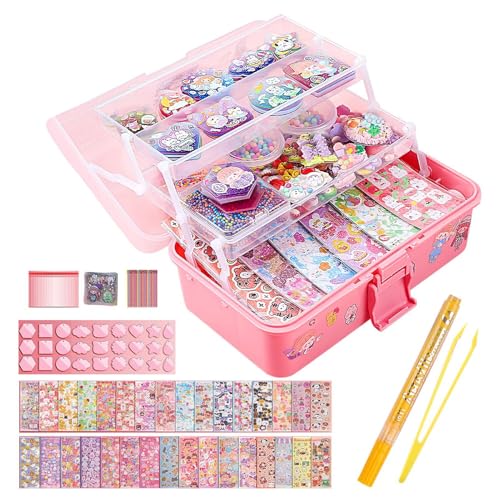 Creative Cartoon Stickers, Decorative Cartoon Stickers, Cute Sticker Sheets, Adorable Goo Card Stickers with Accessories and Storage Box for Kids and Photocard Projects (1 Set) von Ungtyb