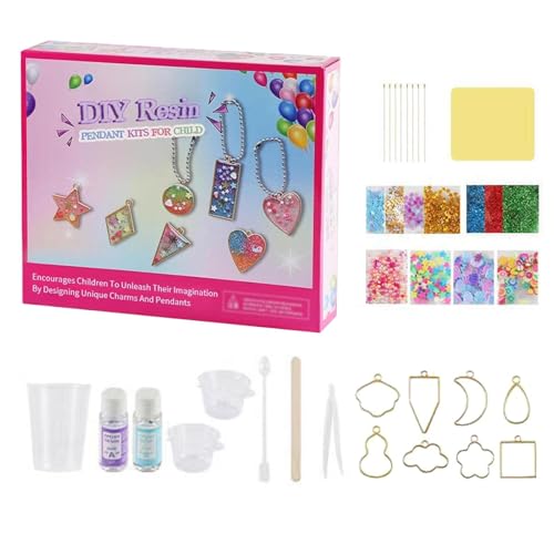 Creative Resin Pendant Molding Kit, Interactive Children Resin Crafting Kit, Fun Kids Crafting Kit, DIYs Epoxy Resin Decoration Kits 8.86x2.09x7.48" for Kids, Holiday and Birthday Presents (1 Set) von Ungtyb